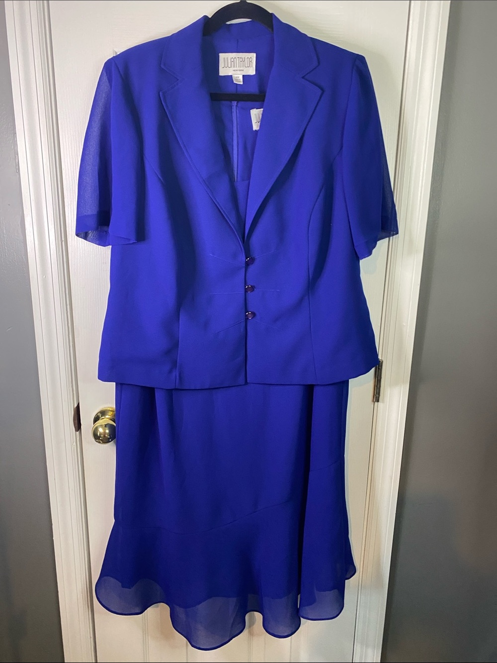 Julian Taylor Royal Blue Dress With Jacket Size 14 W.